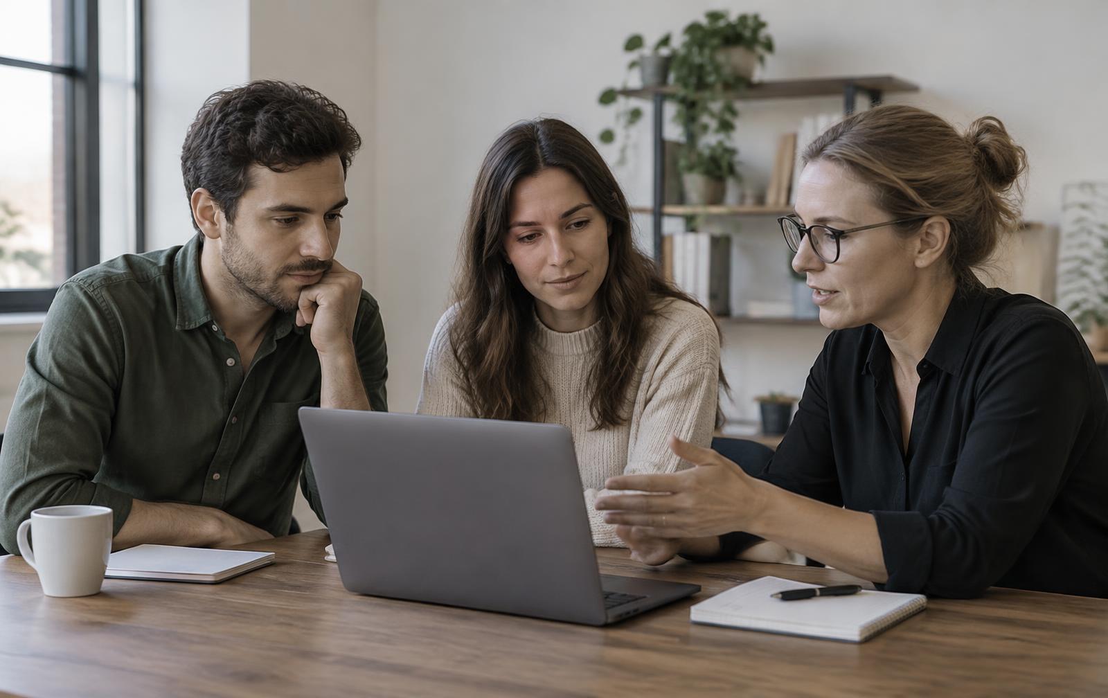 Piccolo team durante una breve formazione sull'uso dell'AI in ufficio